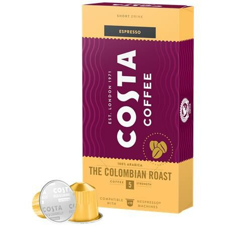 Kávékapszula, Nespresso® kompatibilis, 10 db, COSTA, The Colombian Roast (KHK858)