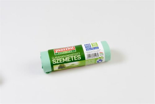 Szemeteszsák, újrahasznosított, 60 l, 10 db, 55x70 cm, 14 &mikro;, MAZZINI, zöld (KHK903)