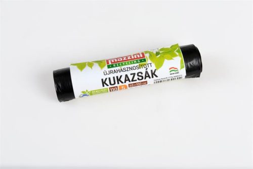 Szemeteszsák, újrahasznosított, 110 l, 5 db, 60x100 cm, 17 &mikro;, MAZZINI, fekete (KHK906)