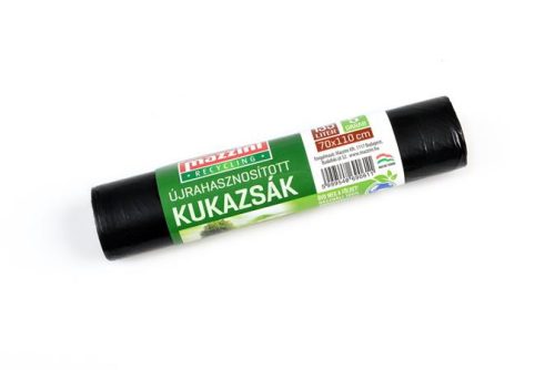 Szemeteszsák, újrahasznosított, 135 l, 5 db, 70x110 cm, 17 &mikro;, MAZZINI, fekete (KHK907)