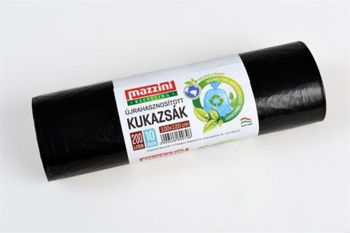 Nagykukazsák, újrahasznosított, 200 l, 10 db, 100x120 cm, 30 &mikro;, MAZZINI, fekete (KHK911)