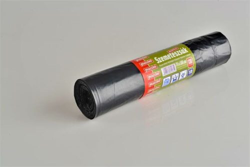 Szemeteszsák, újrahasznosított húzófüles, 130 l, 10 db, 75x100 cm, 32 &mikro;, MAZZINI, fekete (KHK918)