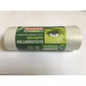   Szemeteszsák, szelektív hulladékhoz, erős, 135 l, 10 db, 70x110 cm, 25 µ, MAZZINI, átlátszó (KHK919)