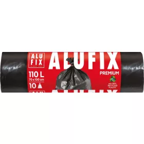   Szemeteszsák, extra erős, 110 l, 10 db, 70x110 cm, 33 &mikro;, ALUFIX, fekete (KHK960)