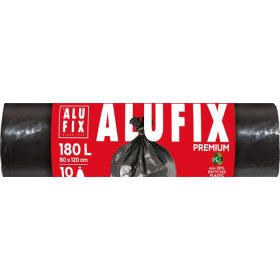   Szemeteszsák 180 l, 10 db, 80x120 cm, 45 &mikro;, ALUFIX, fekete (KHK963)