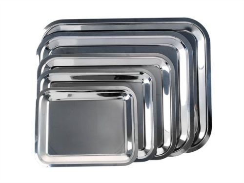 Tálca, szögletes, rozsdamentes acél, 45x35,5 cm (KHKE031)