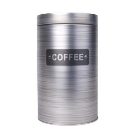 Kávétartó doboz, fémhenger, szürke, 11x18 cm (KHKE255)