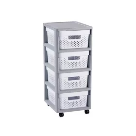   Fiókos tároló, újrahasznosított műanyag, 4x11 l, CURVER Infinity, szürke/fehér (KHMU246)