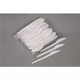   Kés, műanyag, többször használatos, 17 cm, 40 db Prima, fehér (KHMU253)