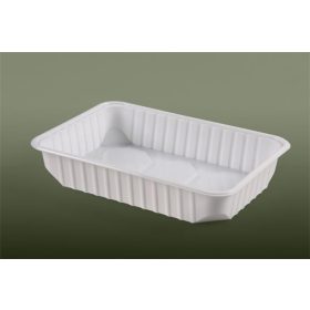   Ételtároló doboz, műanyag, szögletes, mikrózható, 500 ml, 50 db, Varia, fehér (KHMU257)