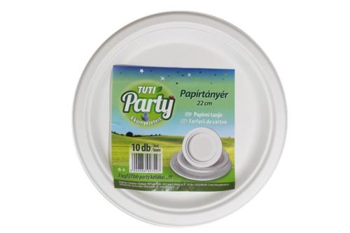 Papírtányér, kerek, 22 cm, 10 db, TUTI Party (KHMU275)