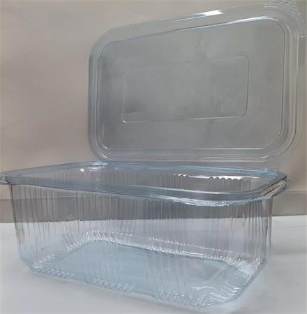 Ételtároló doboz, egybefedeles, újrahasznosított műanyag, szögletes, 750 ml, 100 db, Party, víztiszta (KHMU293)