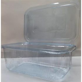   Ételtároló doboz, egybefedeles, újrahasznosított műanyag, szögletes, 1000 ml, 100 db, Party, víztiszta (KHMU294)