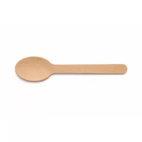   Evőkanál, fa, egyszer használatos, 16 cm, 100 db (KHMU309)