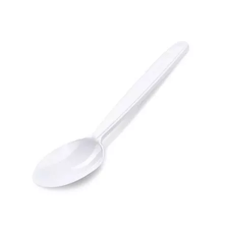 Evőkanál, műanyag, többször használatos, 18 cm, 50 db, fehér (KHMU313)