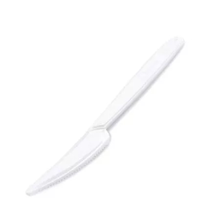 Kés, műanyag, többször használatos, 18 cm, 50 db, fehér (KHMU314)