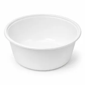   Műanyag leveses tányér, tetőzhető, 750 ml, 50 db, fehér (KHMU336)