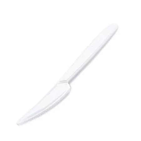 Kés, műanyag, többször használatos, 18 cm, 50 db Premium, fehér (KHMU359)