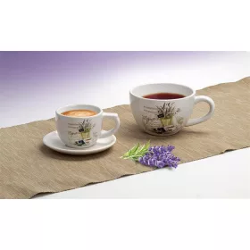 Kávéscsésze+alj, levendula mintás, 25cl (KHPU175)
