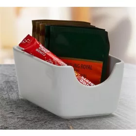   Cukor és teafilter tartó, négyszögletes, fehér, 11x7,5cm, CoffeeTime (KHPU187)