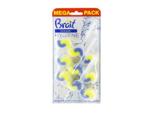 WC tisztító blokk, 2 fázisú, 3x45 g, Brait Hygiene and fresh, óceán (KHT1047)
