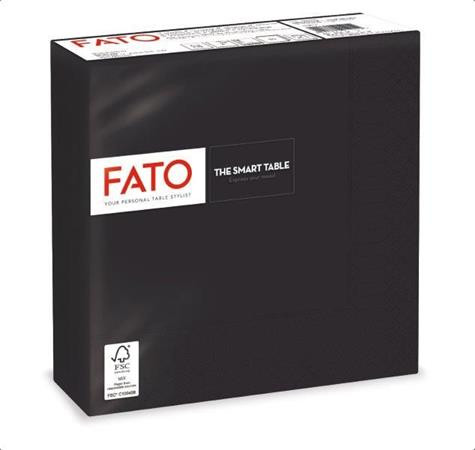 Szalvéta, 1/4 hajtogatott, 33x33 cm, FATO Smart Table, fekete (KHT1059)