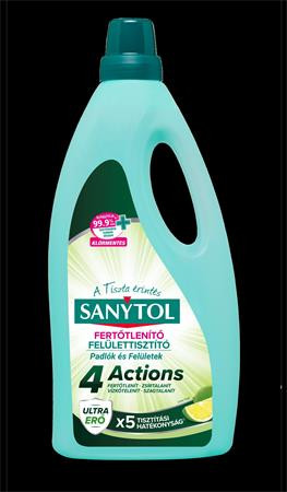 Felület tisztító-és fertőtlenítőszer, 1 l, SANYTOL 4 Actions, lime (KHT1066)