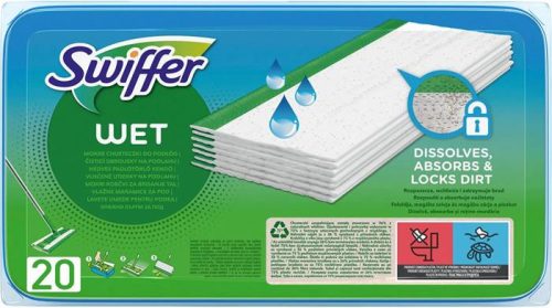 Nedves padlótörlő kendő, utántöltő, 20 db, SWIFFER Sweeper, citrus illat (KHT1242)