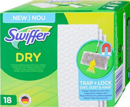 Száraz padlótörlő kendő, utántöltő, 18 db, SWIFFER Dry (KHT1247)