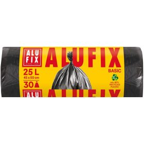   Szemeteszsák, 25 l, 30 db, 44x50 cm, 8 &mikro;, ALUFIX Economy, fekete (KHT1268)