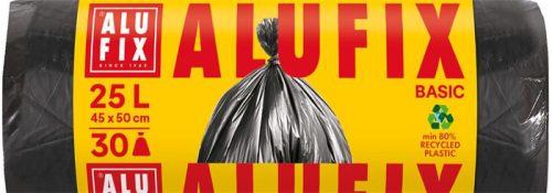 Szemeteszsák, 25 l, 30 db, 44x50 cm, 8 &mikro;, ALUFIX Economy, fekete (KHT1268)