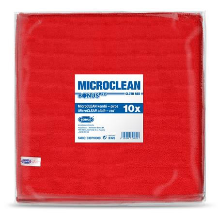 Törlőkendő, univerzális, 10 db, 32x32 cm, BONUS MicroCLEAN, piros (KHT1296)