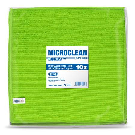 Törlőkendő, univerzális, 10 db, 32x32 cm, BONUS MicroCLEAN, zöld (KHT1297)