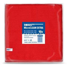   Törlőkendő, univerzális, 10 db, 40x40 cm, BONUS MicroCLEAN Extra, piros (KHT1301)