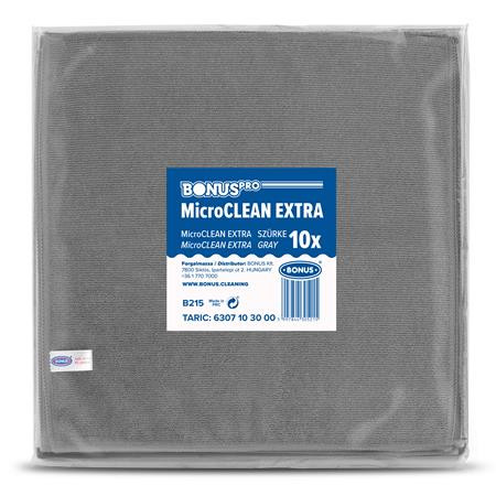 Törlőkendő, univerzális, 10 db, 40x40 cm, BONUS MicroCLEAN Extra, szürke (KHT1303)