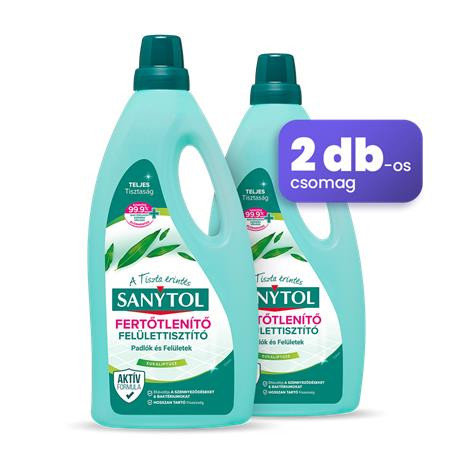 Felület tisztító- és fertőtlenítőszer, duopack, 2x1 l, SANYTOL, eukaliptusz (KHT1414)