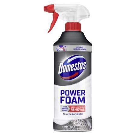 WC- és fürdőszoba tisztító hab, 435 ml, DOMESTOS Power Foam, vízkőoldó (KHT1420)