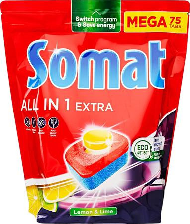 Mosogatógéptabletta, 75 db, SOMAT All in 1 Extra, Lemon&Lime (KHT1422)