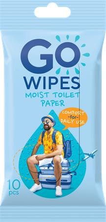 Toalettpapír, nedves, 10 db, GO WIPES Comfort (KHT1543)