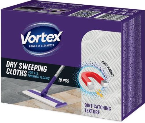 Száraz padlótörlő kendő, utántöltő, 10 db, VORTEX (KHT1545)