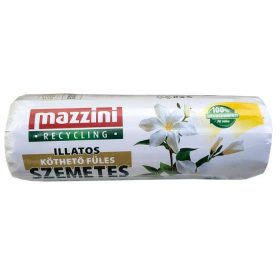   Szemeteszsák, újrahasznosított, köthető füles, illatosított, 35 l, 20 db, 49x60 cm, 10 &mikro;, MAZZINI, virág illat (KHT1552)