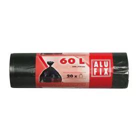  Szemeteszsák, 60 l, 20 db, 64x71 cm, 15 &mikro;, ALUFIX, fekete (KHT171)
