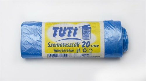 Szemeteszsák, 20 l, 20 db, 50x50 cm, 9 &mikro;, TUTI, kék (KHT192)