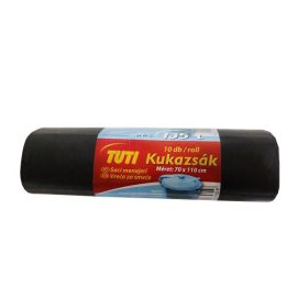   Szemeteszsák, 135 l, 10 db, 70x110 cm, 17 &mikro;, TUTI, fekete (KHT196)