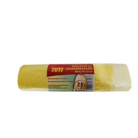   Szemeteszsák, zárószalagos, 25 l, 20 db, 50x55 cm, 12 &mikro;, TUTI, sárga (KHT198)