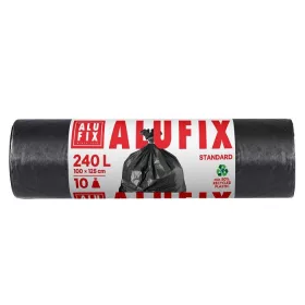   Szemeteszsák, 240 l, 10 db, 100x125 cm, 40 &mikro;, ALUFIX, fekete (KHT205)