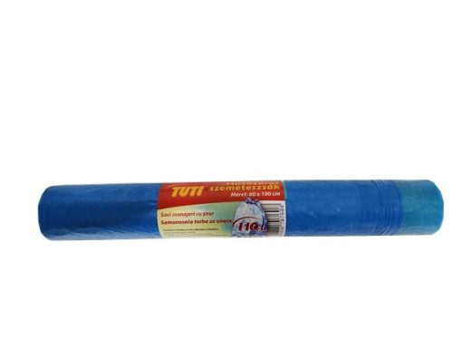Szemeteszsák, zárószalagos, 110 l, 10 db, 60x100 cm, 16 &mikro;, TUTI, kék (KHT296)