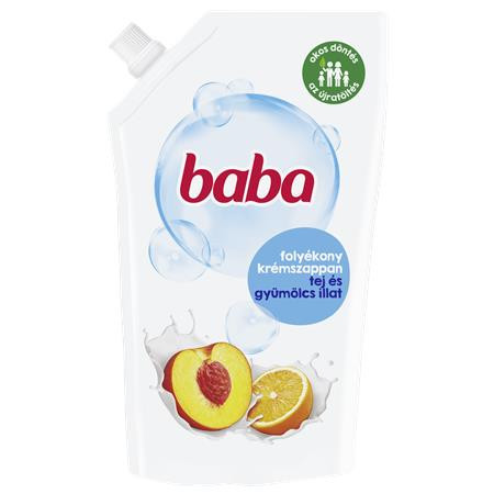 Folyékony szappan utántöltő, 0,5 l, BABA, tej és gyümölcs (KHT454)