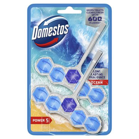 WC frissítő blokk, 2 db-os, DOMESTOS Power 5, óceán (KHT539)