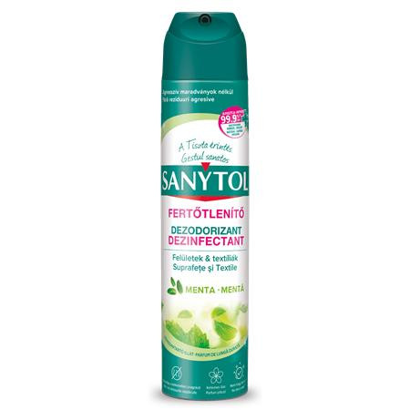 Légfrissítő, fertőtlenítő, 300 ml, SANYTOL, menta (KHT617)